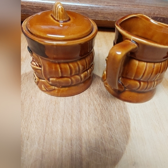 Vintage* Benjamin Franklin & Toby Brown Creamer and Sugar Colonial Set - Picture 3 of 8